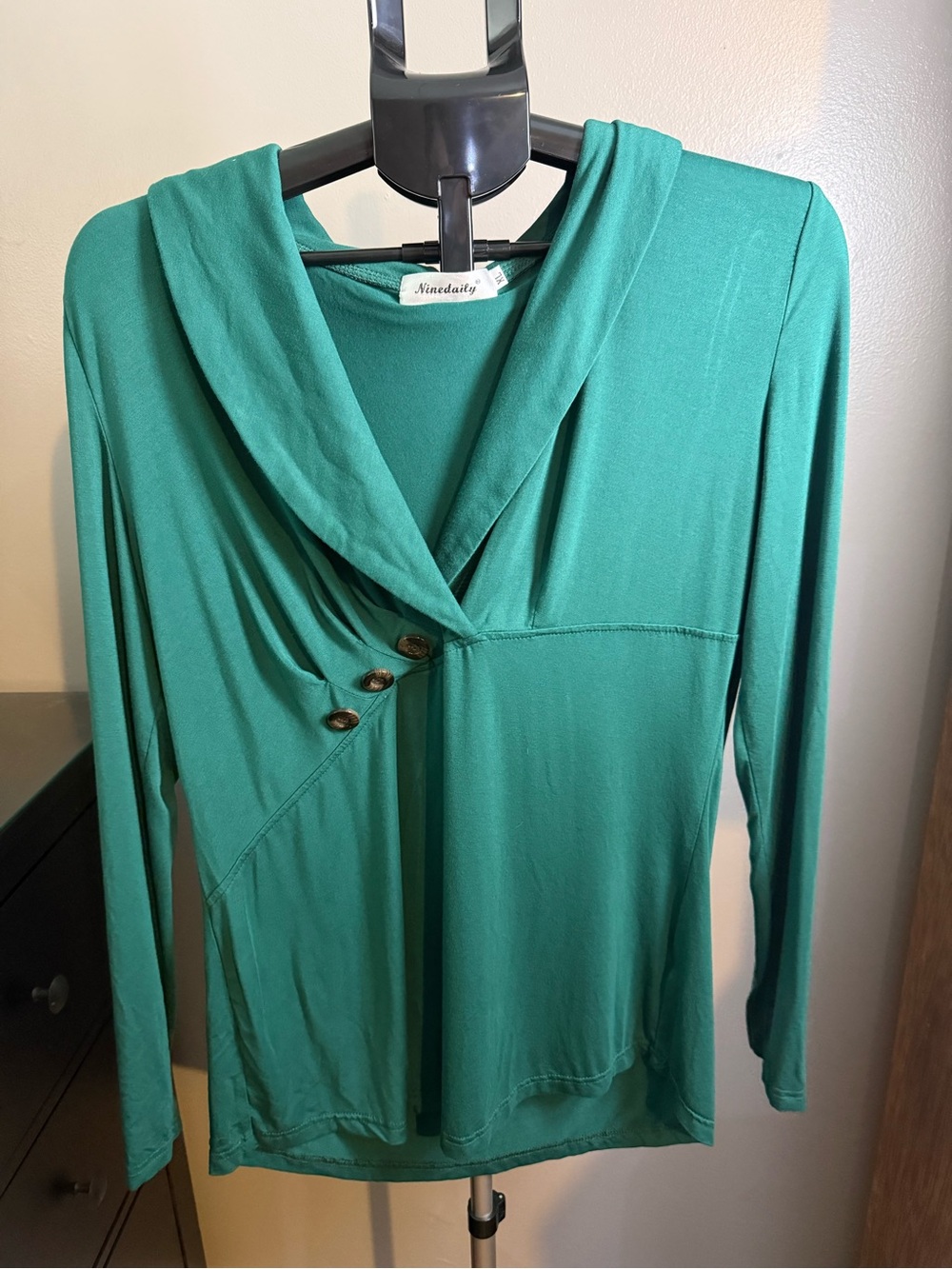 Ninedaily Green Long Sleeve Tunic Top 1X